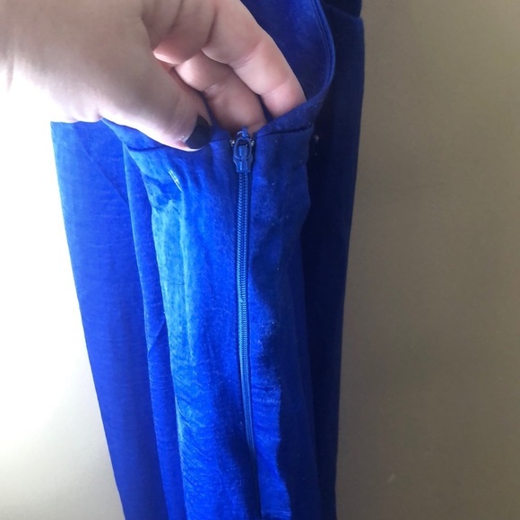 Show Me Your MuMu Royal Blue Sheen Winslet Cowl Spaghetti Strap Maxi Dress - Picture 6 of 8